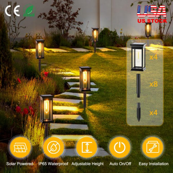 6 Pack Solar Powered Stake Lights Outdoor Pathway Decorative Landscape Lamps