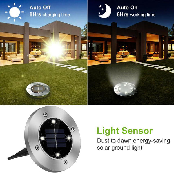 4 Pack Solar Ground Light Waterproof In-Ground Path Deck Lawn Patio Light