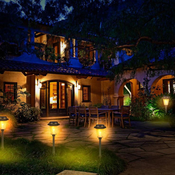 2 Pack Solar Flame Torch Light Flickering Flame Stake Lamp Decorative Landscape Lamp