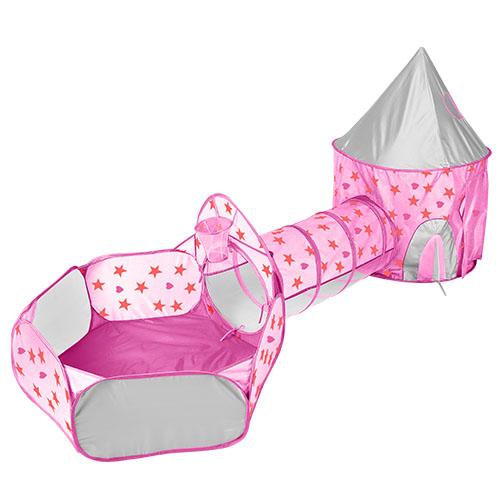 3 In 1 Child Crawl Tunnel Tent Kids Play Ball Pit Set Foldable Play House Pop-up
