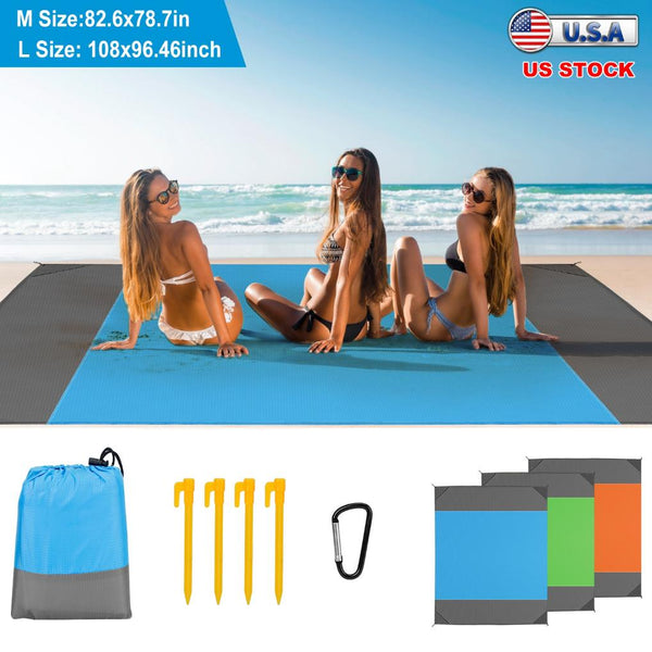 Sand Proof Picnic Blanket Water Resistant Camping Beach Mat 4 Anchors 2-3 People