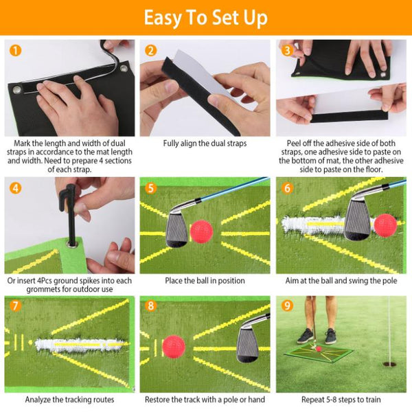 Golf Training Mat for Swing Path Feedback Practice Pad Portable Rolling Golf Training Aid