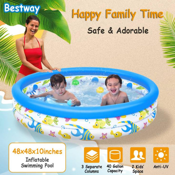4 FT Diameter Small Inflatable Round Swimming Pool Blow Up For Kids Swim Ball Pool Center For Backyard Beach