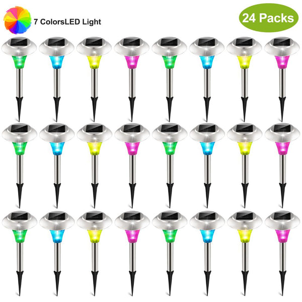 24 Pack Solar Garden Lights Outdoor Waterproof Solar Path Lights Lamps Driveway Walkway