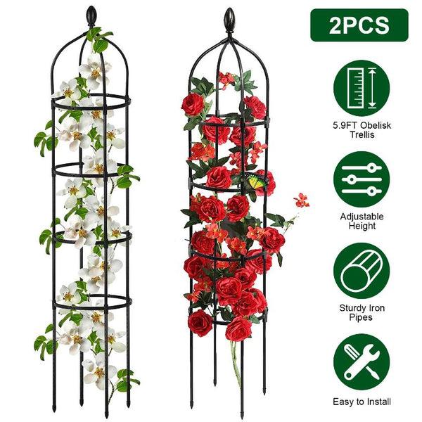 2 Pack Garden Plant Towers Trellis Obelisk 5.9FT for Climbing Plants Flower Vegetable Vine Support