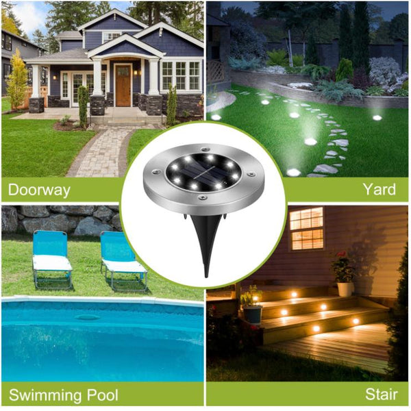 4 Pack Solar Powered Ground Light Outdoor Waterproof In-Ground Stake Path Lamps