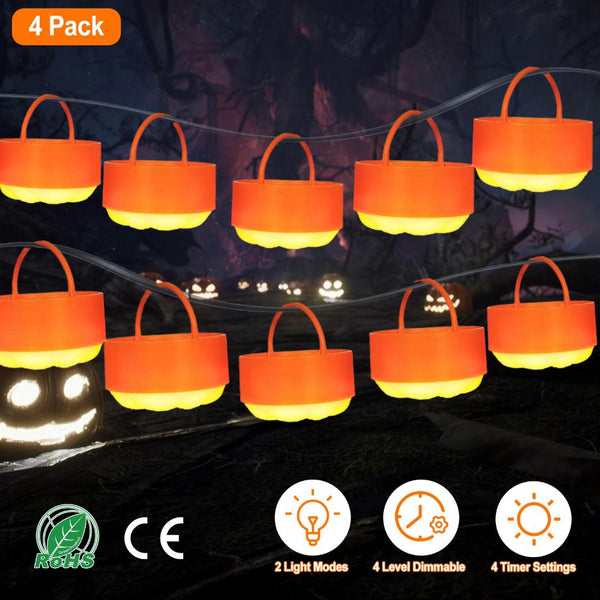 4 Pack Halloween LED Pumpkin Lights Battery Operated Decoration Lights Remote Control