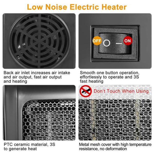 500W Portable Electric Heater PTC Ceramic Heating Fan Space For Personal Use