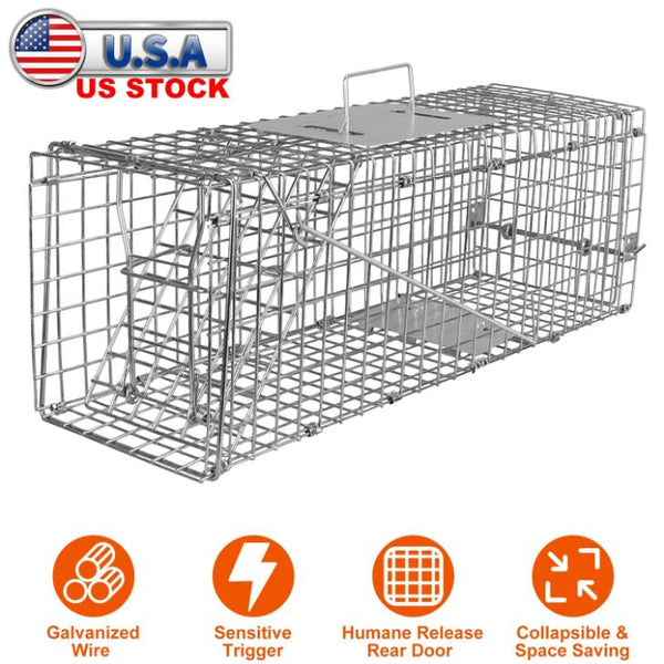 Humane Trap Cage Catch Release Live Small Animal Rodent Cage Collapsible Metal Wire