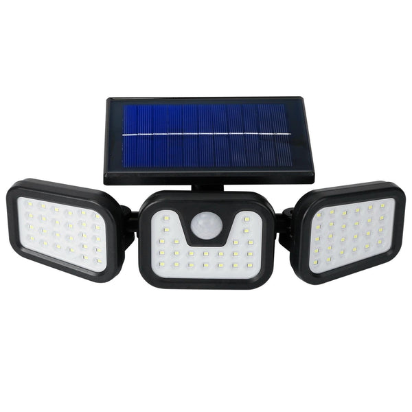 Solar Wall Lamp 74 LEDs 3 Adjustable Head Motion Sensor Flood Lights