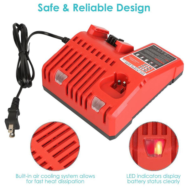 M12 M18 Rapid Fast Charger Fit for Milwaukee 10.8-18V Battery