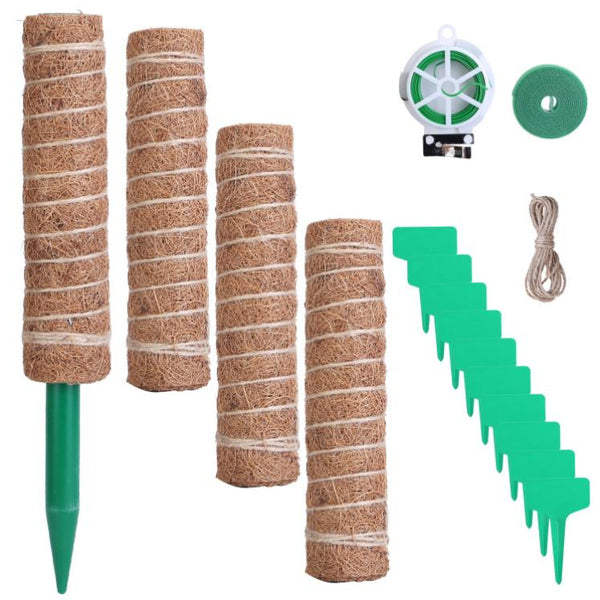 4Pcs Coco Coir Extendable Moss Pole for Climbing Plants Plant Support Jute Rope