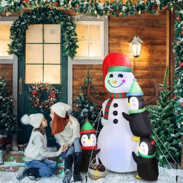 5.9FT Christmas Inflatable Outdoor Decoration Snowman Penguin Blow Up Yard Decoration
