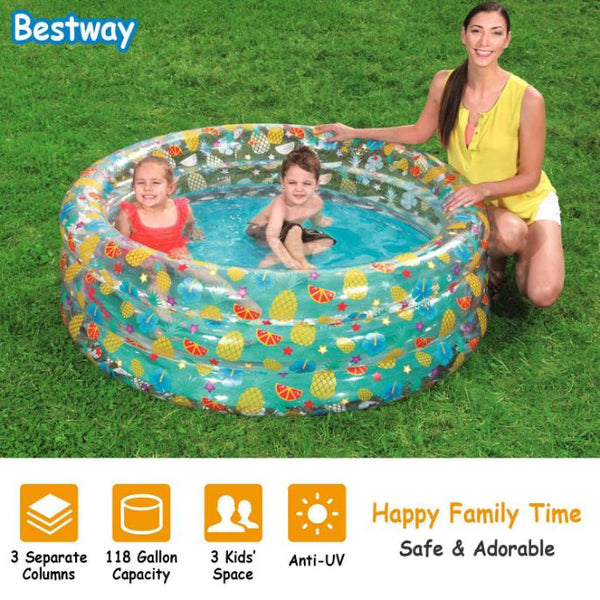 5FT Inflatable Swimming Pool Blow Up For 3 Kids Foldable Swim Ball Pool Backyard Beach