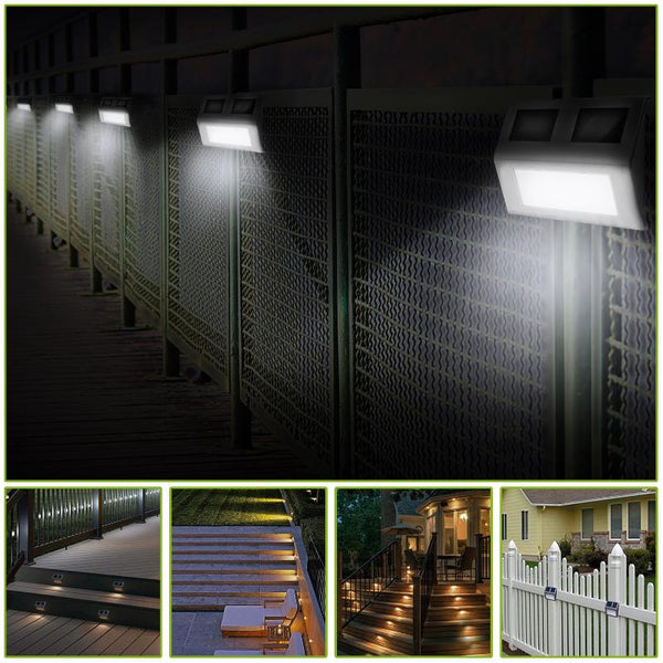 2 Pack Solar Light LED Wall Lamp Stair Step Outdoor Waterproof Security Light Auto On Off