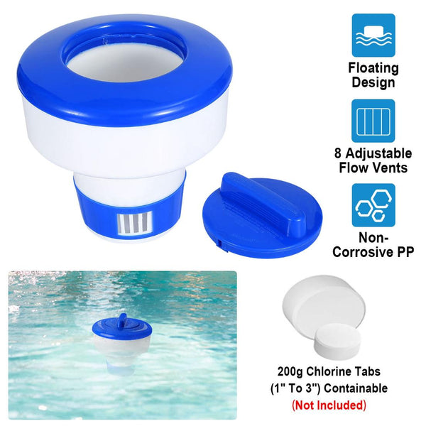 Floating Pool Chlorine Dispenser Chemical Holder Tablet Swimming Pools Spa Hot Tub