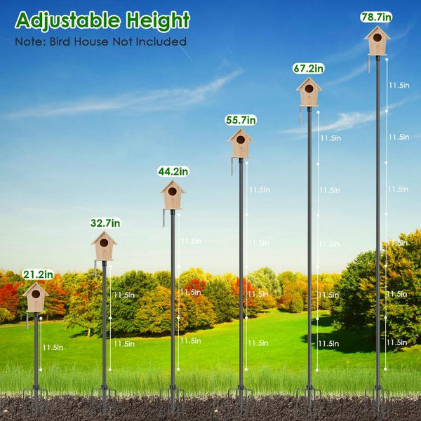 Bird House Pole Kit Stand Stake Adjustable Height Bird Feeder Lawn Mount Perch