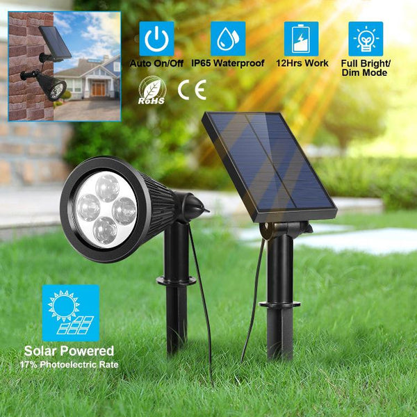 Solar Powered Spotlight Dusk To Dawn Light Wall Path Lawn Garden Lamp Waterproof