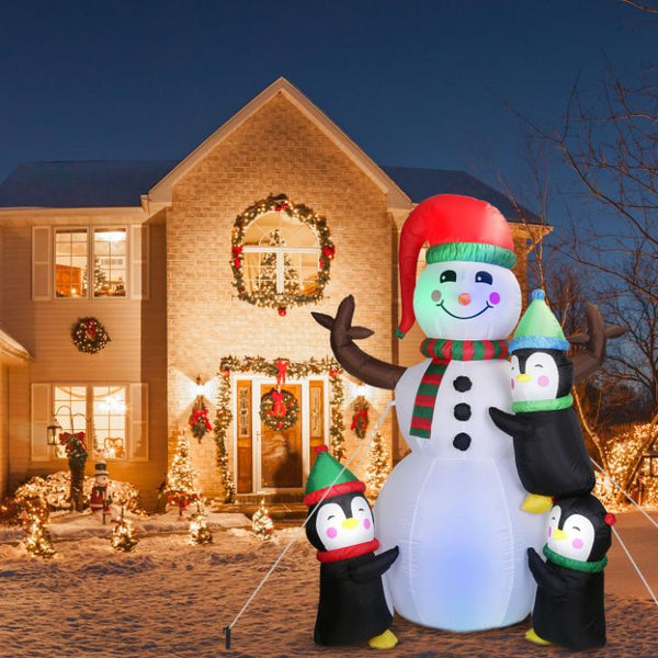 5.9FT Christmas Inflatable Outdoor Decoration Snowman Penguin Blow Up Yard Decoration