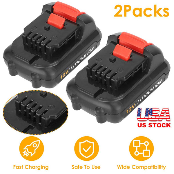 2 Pack 12V Li-ion Power Tool Battery Replacement Compatible with Dewalt