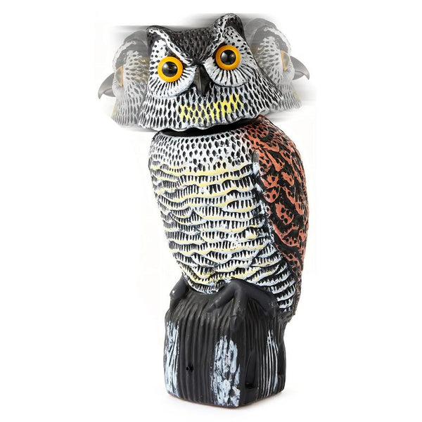 Lifelike Owl Decoy with 360 Degree Rotatable Head Scare Bird Squirrel Away Pest Repellent Bird Deterrent Outdoor Garden Yard Protector