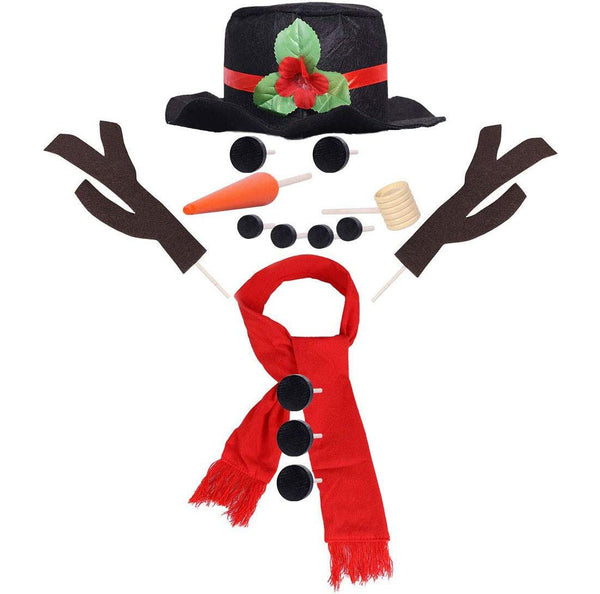 16Pcs Snowman Decorating Dressing Kit Winter Party Kids Outdoor Toys Christmas Decoration Gift Hat Scarf Eye Mouth Nose Accessories