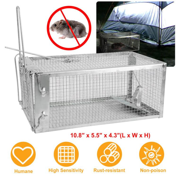 Rat Trap Cage Humane Live Rodent Trap Cage Metal Mice Mouse Control Bait Catch