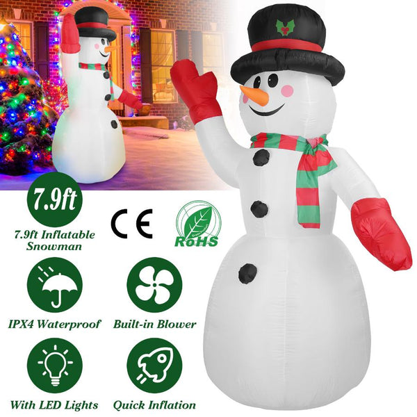7.9FT Christmas Inflatable Giant Snowman Blow-up Light-up LED Lights Outdoor Yard