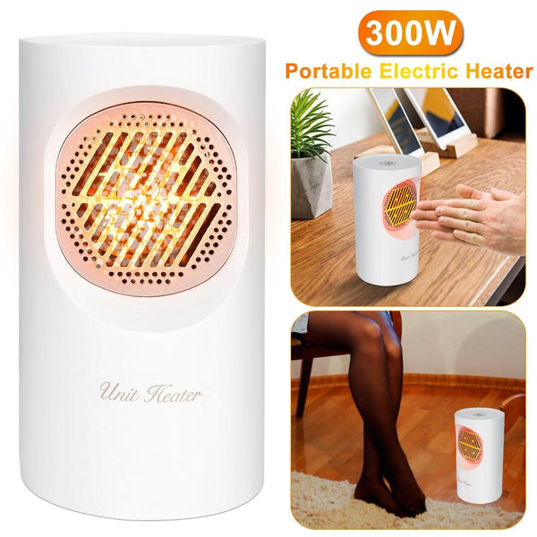 300W Mini Heating Unit Portable Electric Small Heater Fan Portable Floor Desktop