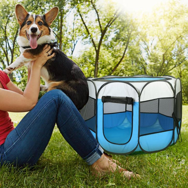 Portable Foldable Pet Tent Exercise Pen Kennel Removable Water Resistant Outdoor Use