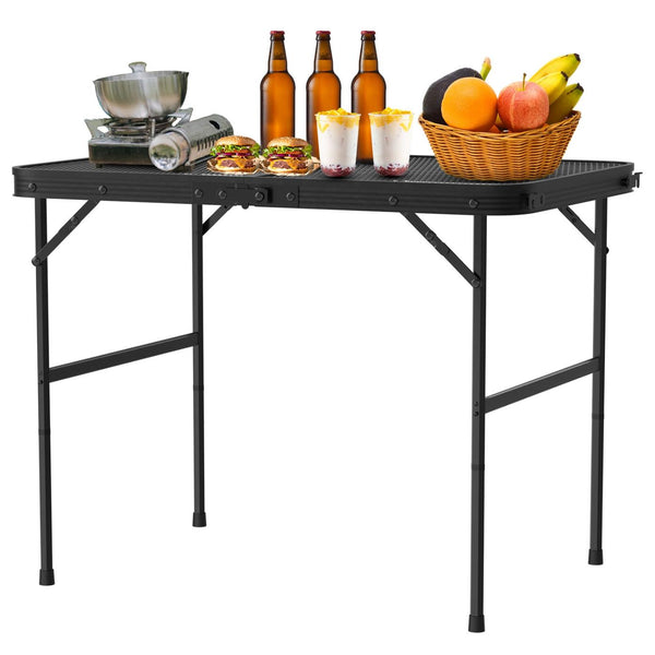Foldable Camping Table Collapsible Picnic Aluminum Alloy Grill Stand 88LBS Max Load Height Adjustable BBQ Table