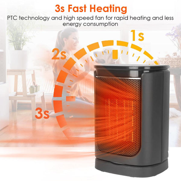 1500W Electric Space Heater Ceramic Heater Fan Oscillating Heating Fan with 3 Modes