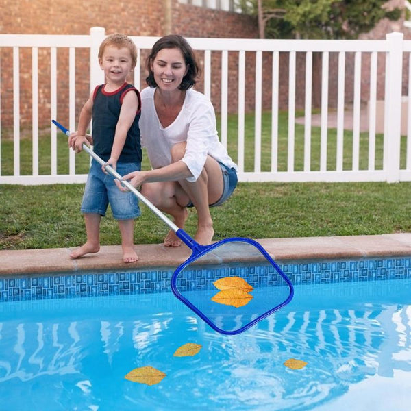 Swinging Pool Skimmer Cleaner Mesh Net Leaf Cleaning Scoop Pool Leaf Rake Debris Skimmer w/ Fine Mesh 4 Telescopic Pole Sections For Swimming Pools Ho