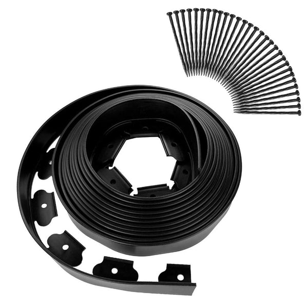 No-dig Landscape Edging Kit 32.8FT Plastic Garden Border 30 Stakes Flower Tree Beds