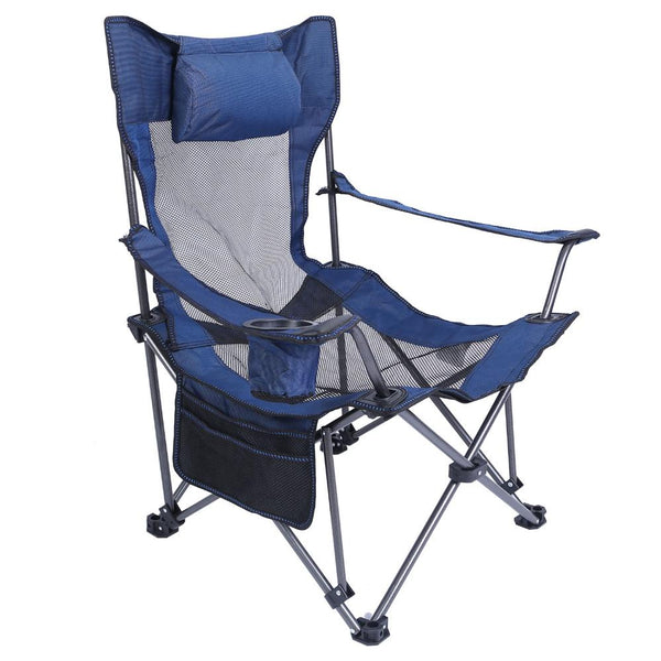 Foldable Camping Chair 330LBS Load Heavy Duty Steel Lawn Chair Collapsible Chair with Reclining Backrest Angle Cup Holder Pillow Side Pocket Carry Bag