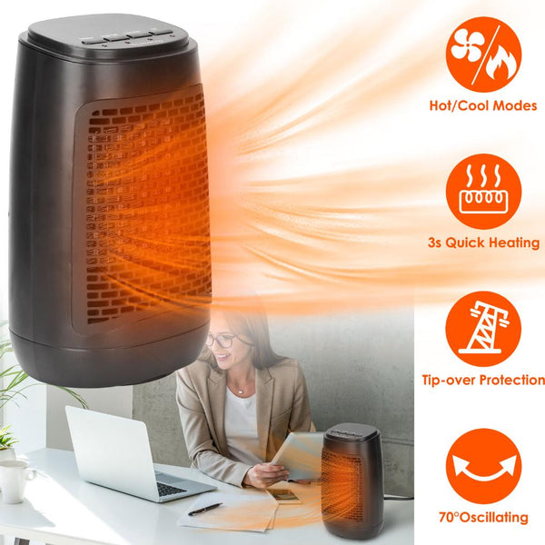 1500W Personal Oscillating Portable Electric Space Heater Personal Fan Ceramic Heater