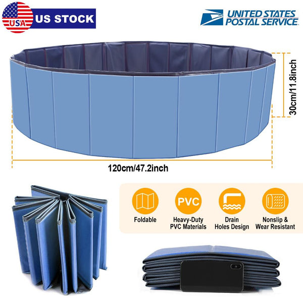 Foldable Pet Kiddie Baby Swimming Pool Dog Swim Bathing Tub Playmat Kids Pools 4 FT