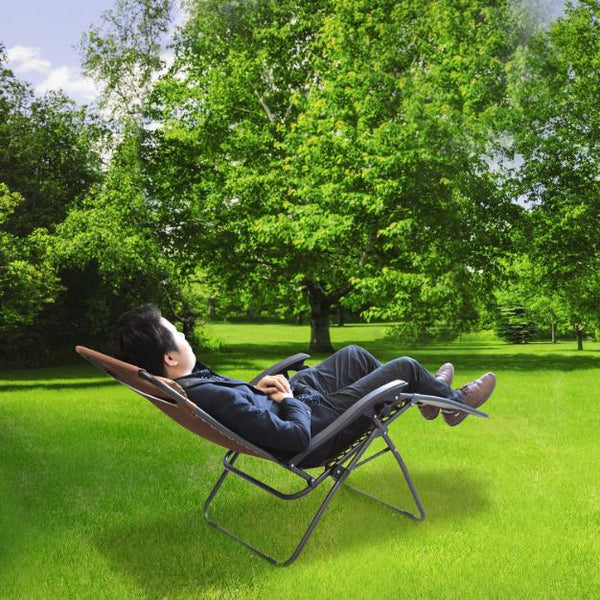 Zero Gravity Lounge Chair 330lbs Load Foldable Recliner Chair w/ Stress Relief Pillow Patio Poolside Beach Lying Chair