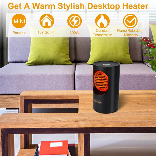 300W Mini Heating Unit Portable Electric Small Heater Fan Portable Floor Desktop