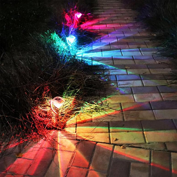 4Pcs Solar Garden Light Outdoor LED Lights 7-Color Changing Waterproof Pathway Stakes