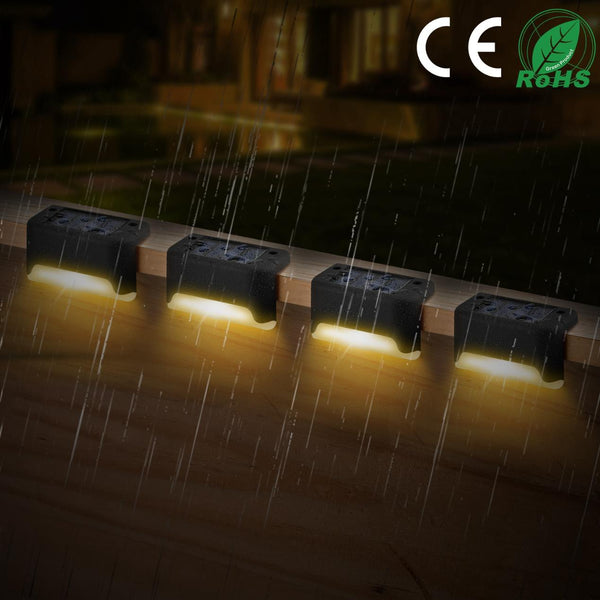 4 Pack Solar Powered LED Step Lights Outdoor Waterproof Dusk To Dawn Sensors