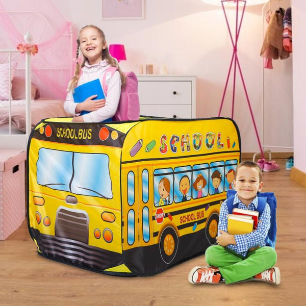School Bus Kids Play Tent Foldable Pop Up Tent Children Baby Play House