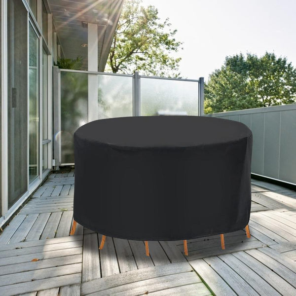 91x43in Circular Table Cover 6-Seat UV Water Resistant Outdoor Furniture Protector For Small Round Table Chairs Set