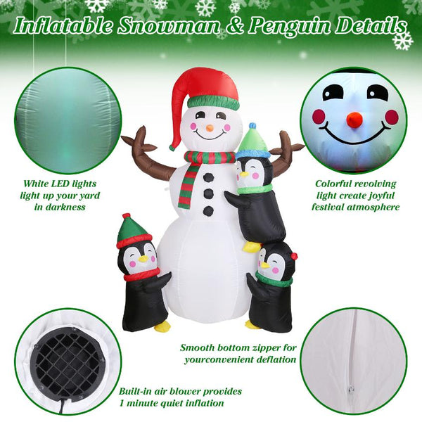 5.9FT Christmas Inflatable Outdoor Decoration Snowman Penguin Blow Up Yard Decoration