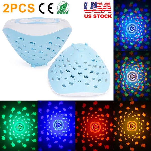 2Pcs Underwater Floating LED Light Colorful Fish Pattern 6 Lighting Modes Pool Lamp IP67 Waterproof Decorative Battery Powered Lights 80000Hrs Lifespan