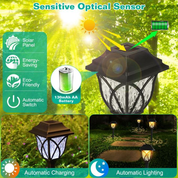 6 Pack Solar Powered Stake Light Decorative Landscape Lamps Waterproof Auto On/Off