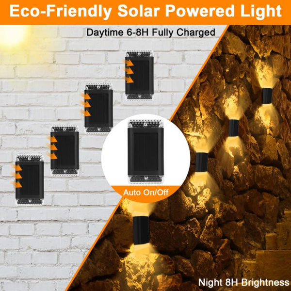 4Pack Solar Powered Wall Sconce Lights Rechargeable Optical Sensor Lamp Outdoor Lamps