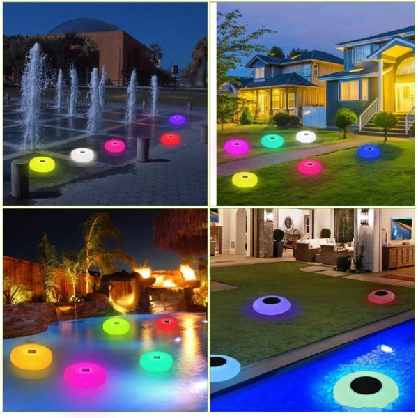 Solar Powered Floating Pool Lamp Light Swimming Pool w/ 7 Colors for Ponds Fountains