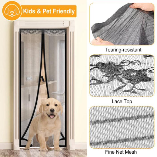 Magnetic Mesh Curtain Hands-free Fly Mesh Door Curtain 39x82” Self-adhesive Door Screen Anti Mosquito Bugs
