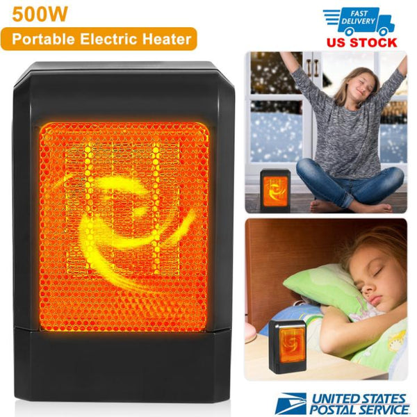 500W Portable Electric Heater PTC Ceramic Heating Fan Space For Personal Use